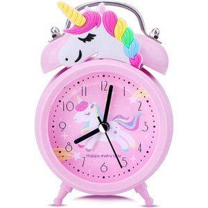 Unicorn Alarm Clock for Girls Kids, Cute Bedroom Decoration, Non Ticking Silent